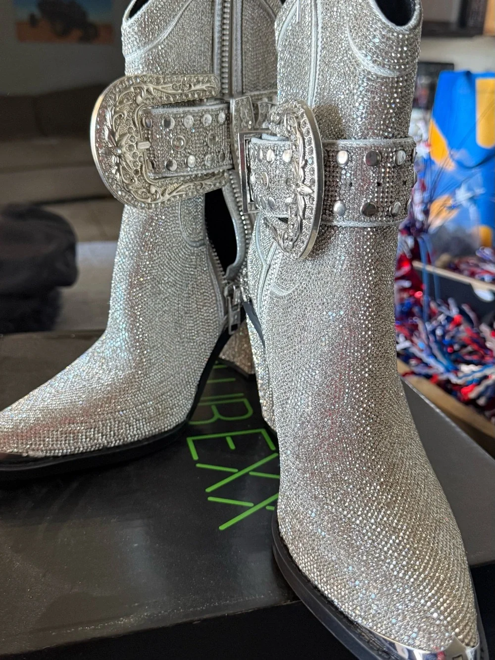 All 3 boots Dolls Kill Silver , black and pink Crystal Buckle Ankle Boots